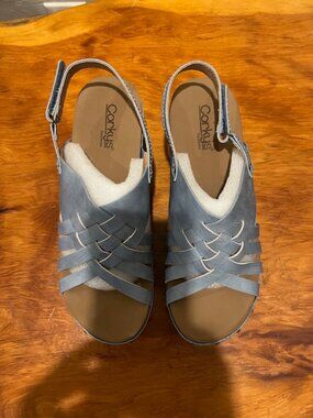 Corkys Dream Weaver Light Blue Wedge Sandals Size 11 New